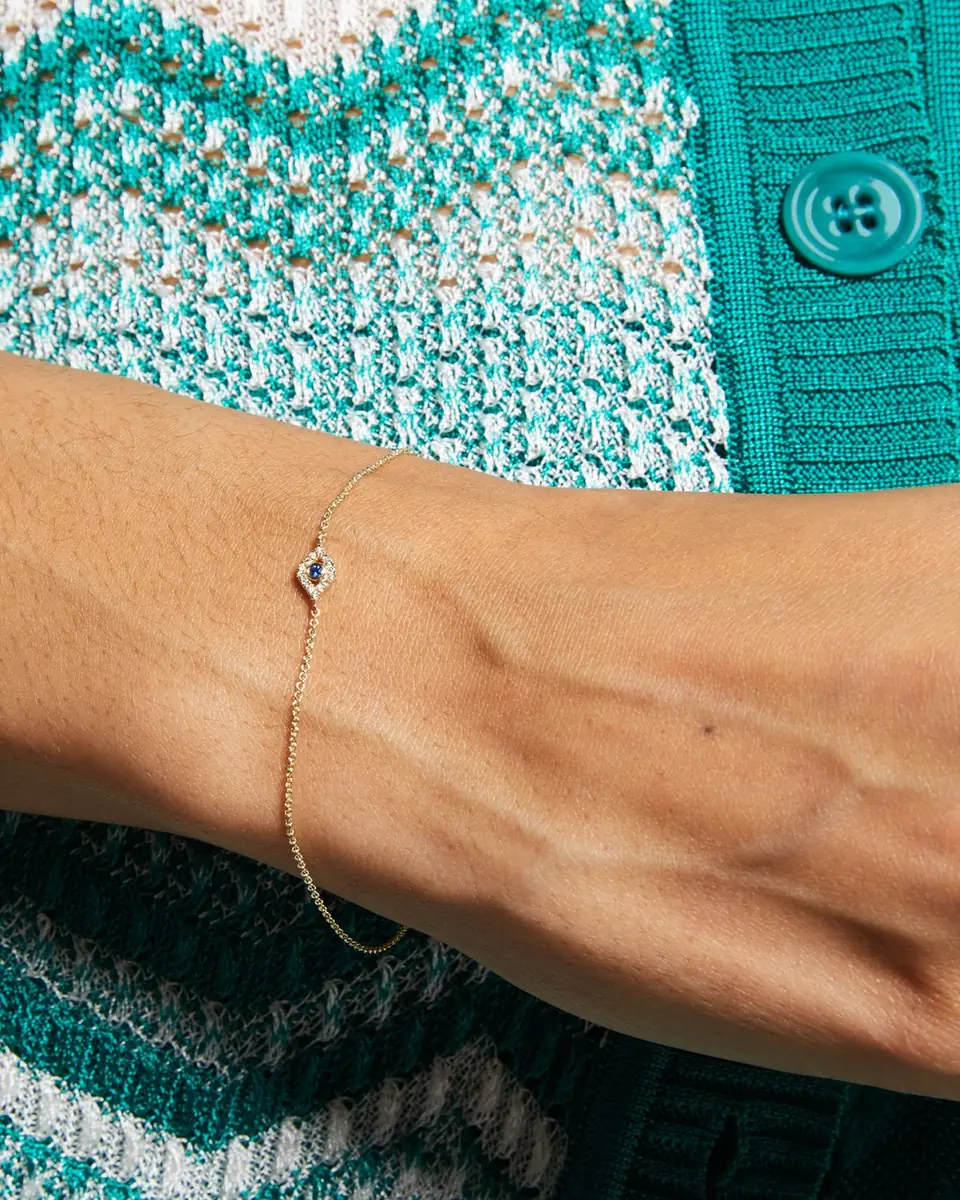 Sydney Evan Small Diamond Evil Eye Bracelet | Thumbnail 2