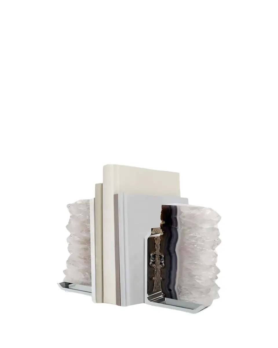 Anna New York Fim Bookends, Agate Druze & Silver - Set of 2 | Thumbnail 2