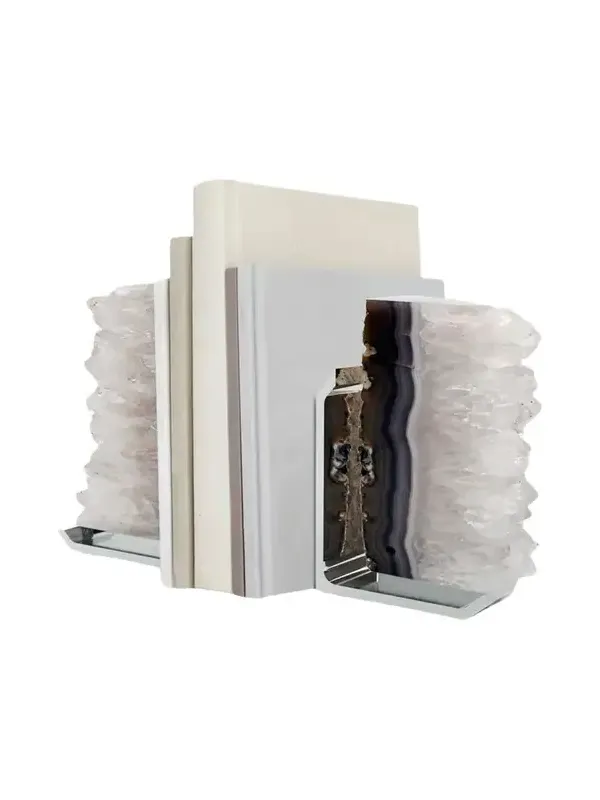 Anna New York Fim Bookends, Agate Druze & Silver - Set of 2