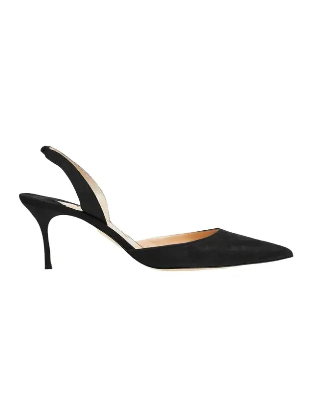 Carolyne Suede Mid-Heel Slingback Pump