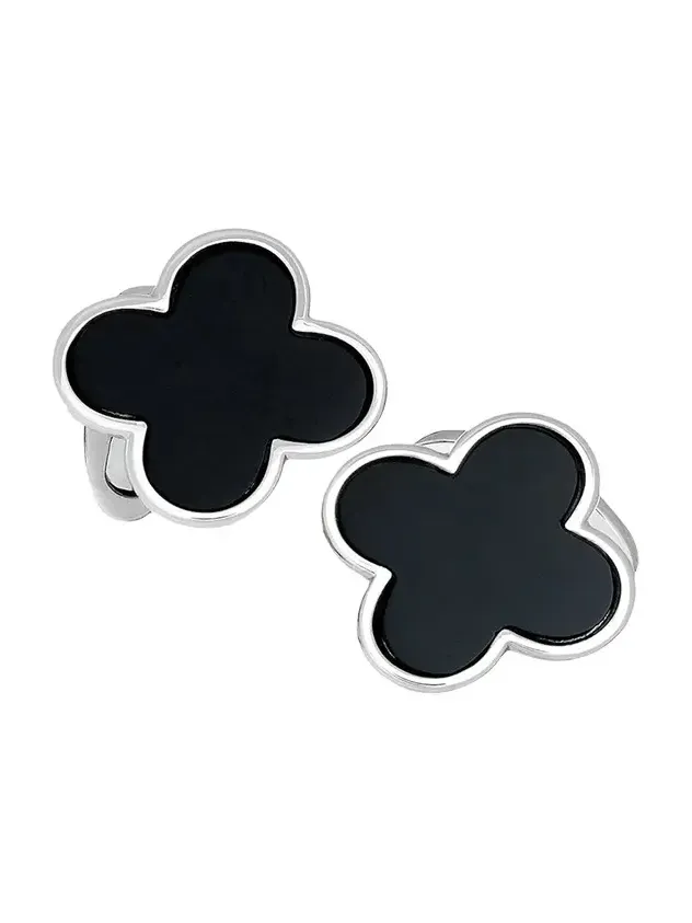 Onyx Clover Cuff Links