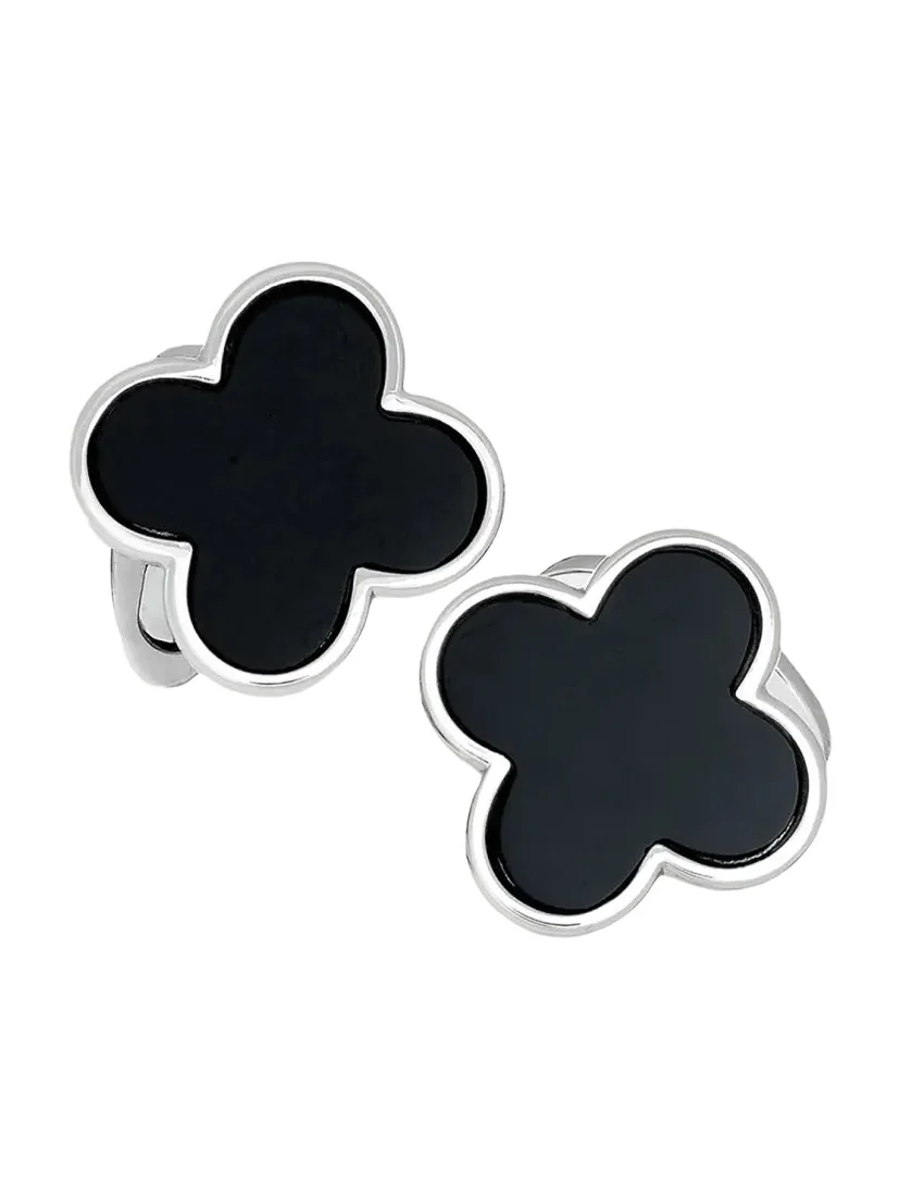 Onyx Clover Cuff Links