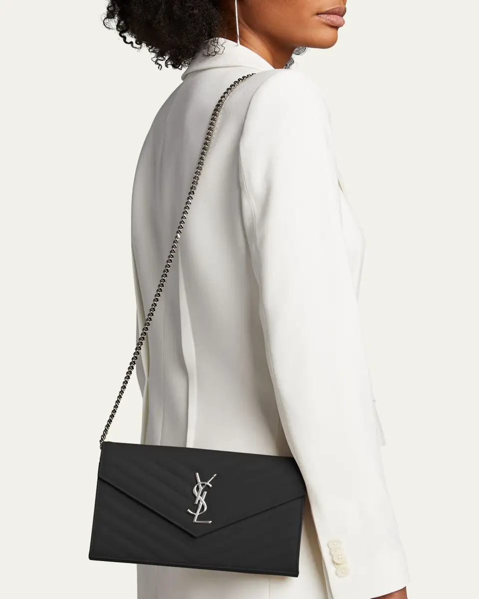 Saint Laurent YSL Monogram Large Wallet on Chain in Grained Leather | Thumbnail 2 Saint Laurent YSL Monogram Large Wallet on Chain in Grained Leather | Thumbnail 2