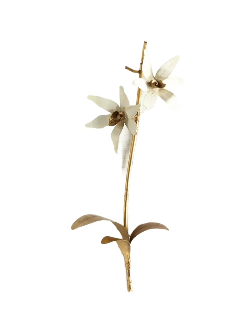 Tommy Mitchell Original Gilded Orchid on White Linen