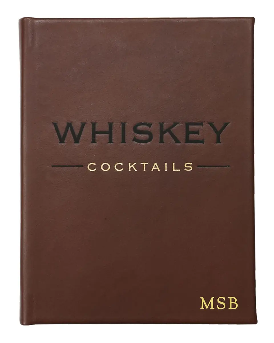 Graphic Image Whiskey Cocktails Leather Bound Book, Personalized | Image 1 Graphic Image Whiskey Cocktails Leather Bound Book, Personalized | Image 1