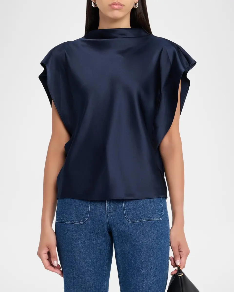 TANYA TAYLOR Adrien Draped Satin Top | Thumbnail 4 TANYA TAYLOR Adrien Draped Satin Top | Thumbnail 4