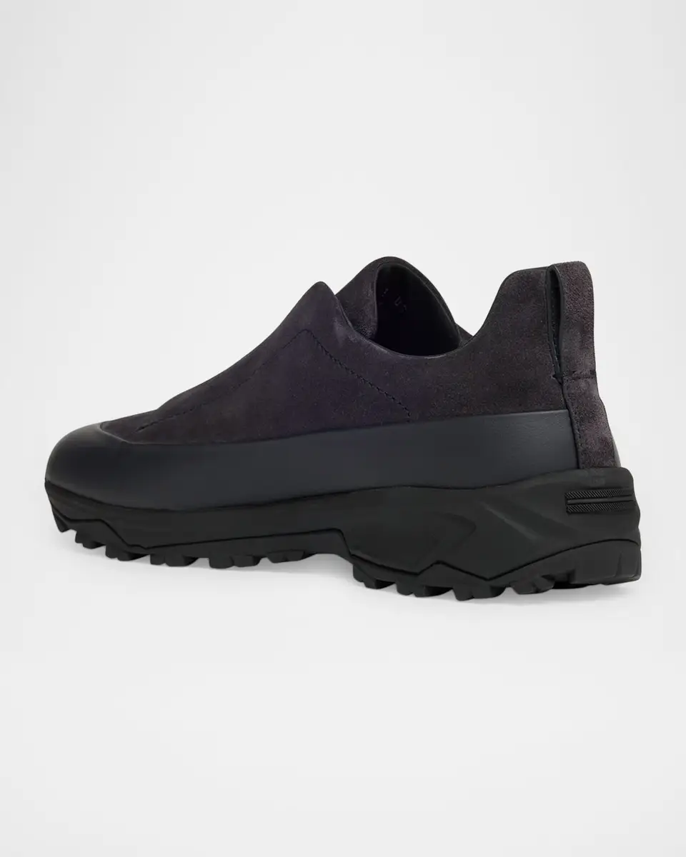 Zegna Men's Triple Stitch Monte Suede and Leather Slip-On Sneakers | Thumbnail 4 Zegna Men's Triple Stitch Monte Suede and Leather Slip-On Sneakers | Thumbnail 4