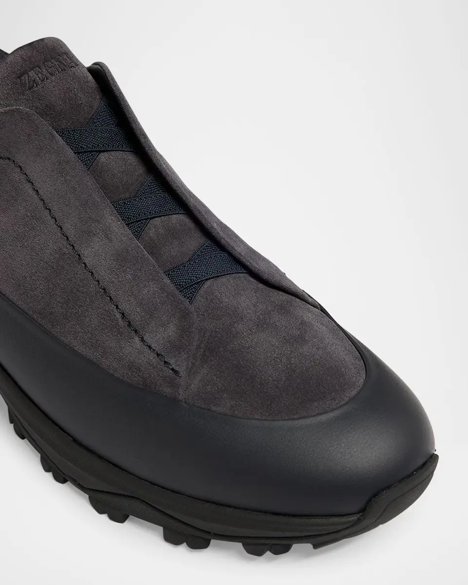 Zegna Men's Triple Stitch Monte Suede and Leather Slip-On Sneakers | Thumbnail 5 Zegna Men's Triple Stitch Monte Suede and Leather Slip-On Sneakers | Thumbnail 5