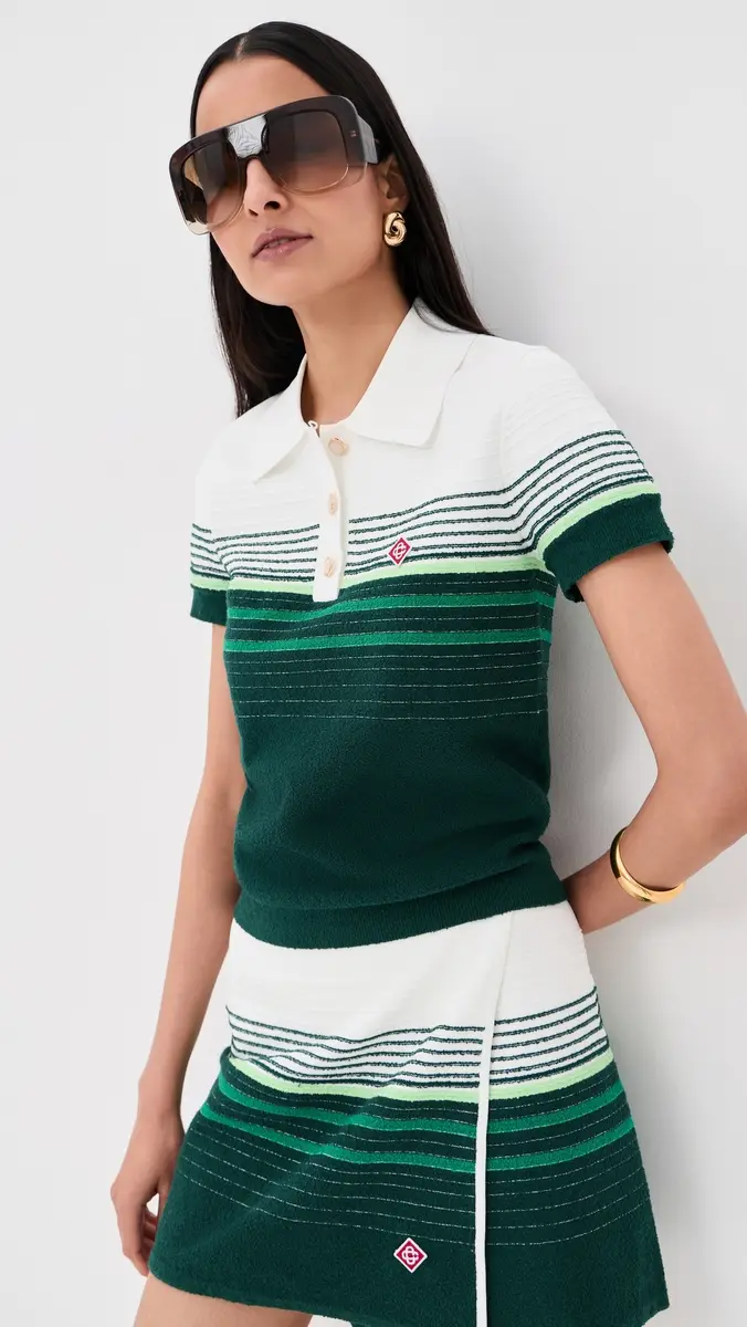 Casablanca Boucle Stripe Polo Shirt | Thumbnail 2 Casablanca Boucle Stripe Polo Shirt | Thumbnail 2