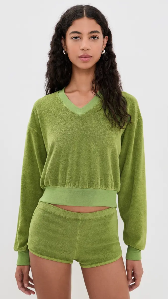ÉTERNE Cropped V Neck Sweatshirt | Thumbnail 2 ÉTERNE Cropped V Neck Sweatshirt | Thumbnail 2