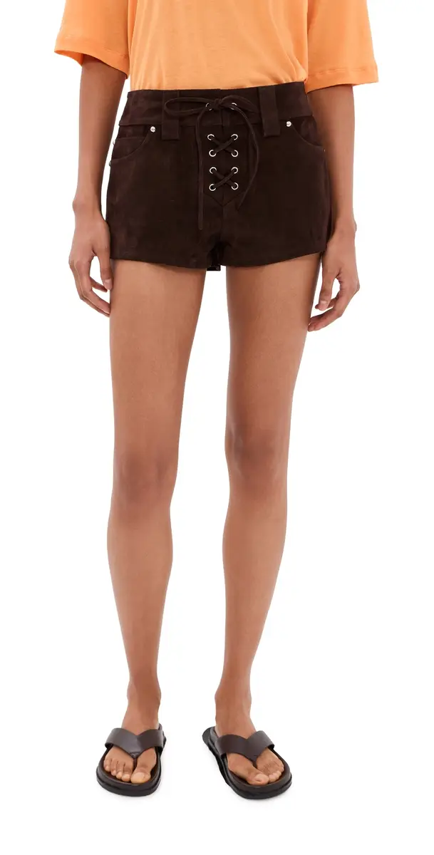 Staud Geo Suede Shorts Espresso | Image 1 Staud Geo Suede Shorts Espresso | Image 1