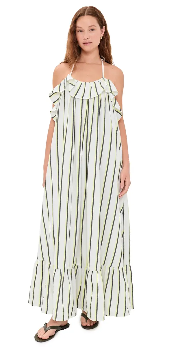 Marrakshi Life The Ruffled Midi Dress Stripe 20 | Image 1 Marrakshi Life The Ruffled Midi Dress Stripe 20 | Image 1