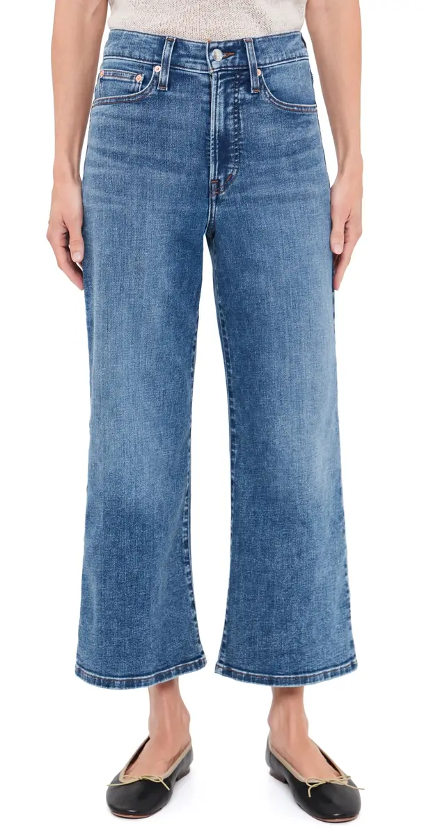 Madewell The Petite Wide Leg Crop Jeans Oneida Wash 30 | Image 1 Madewell The Petite Wide Leg Crop Jeans Oneida Wash 30 | Image 1