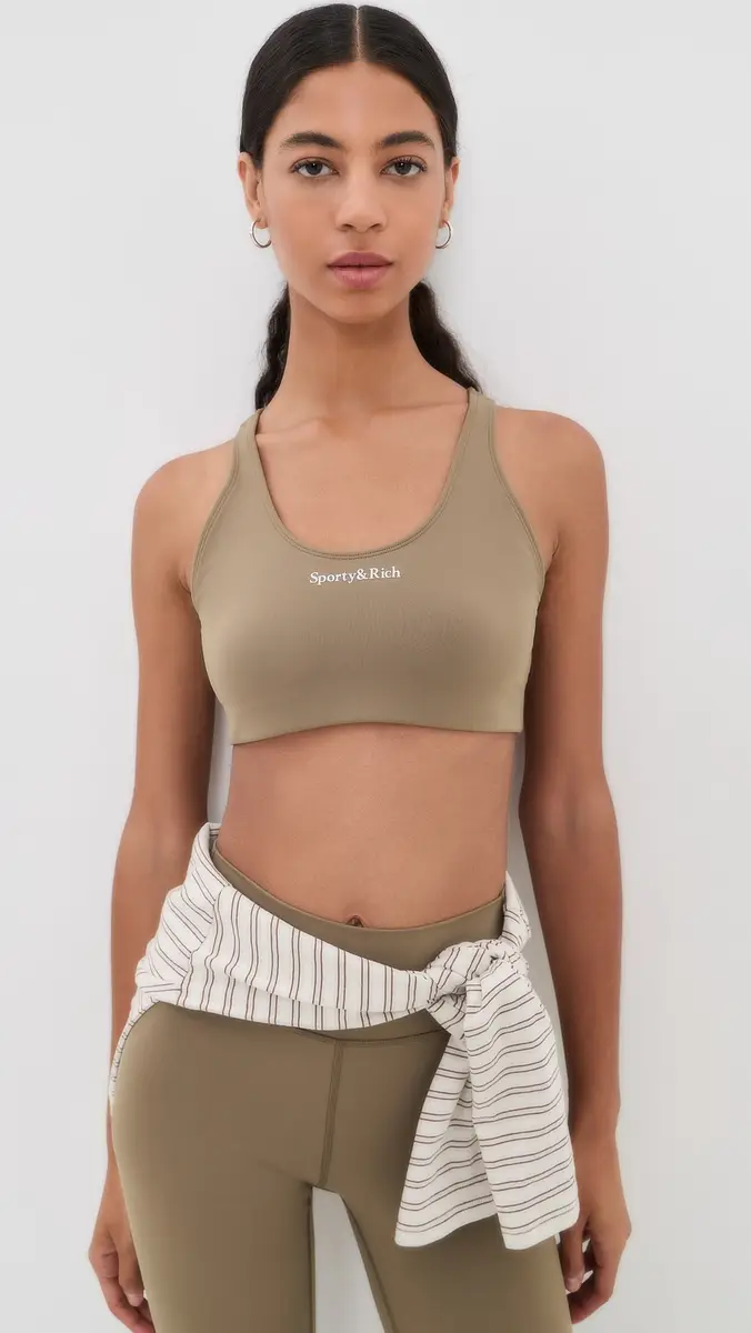 Sporty & Rich Serif Logo Sports Bra | Thumbnail 2 Sporty & Rich Serif Logo Sports Bra | Thumbnail 2