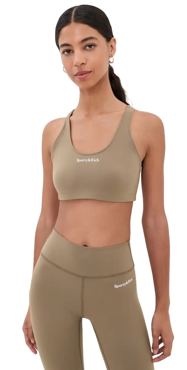 Sporty & Rich erif Logo ports Bra and White | Image 1 Sporty & Rich erif Logo ports Bra and White | Image 1