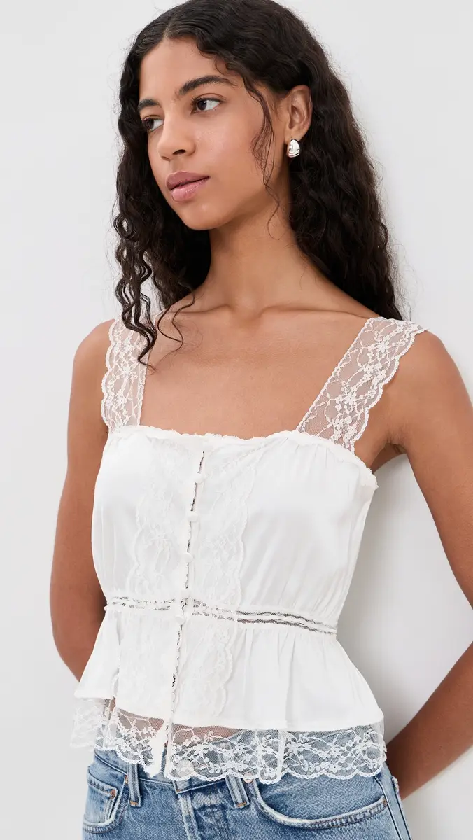 Alice + Olivia Annabeth Embroidered Square Neck Cropped Top | Thumbnail 2 Alice + Olivia Annabeth Embroidered Square Neck Cropped Top | Thumbnail 2
