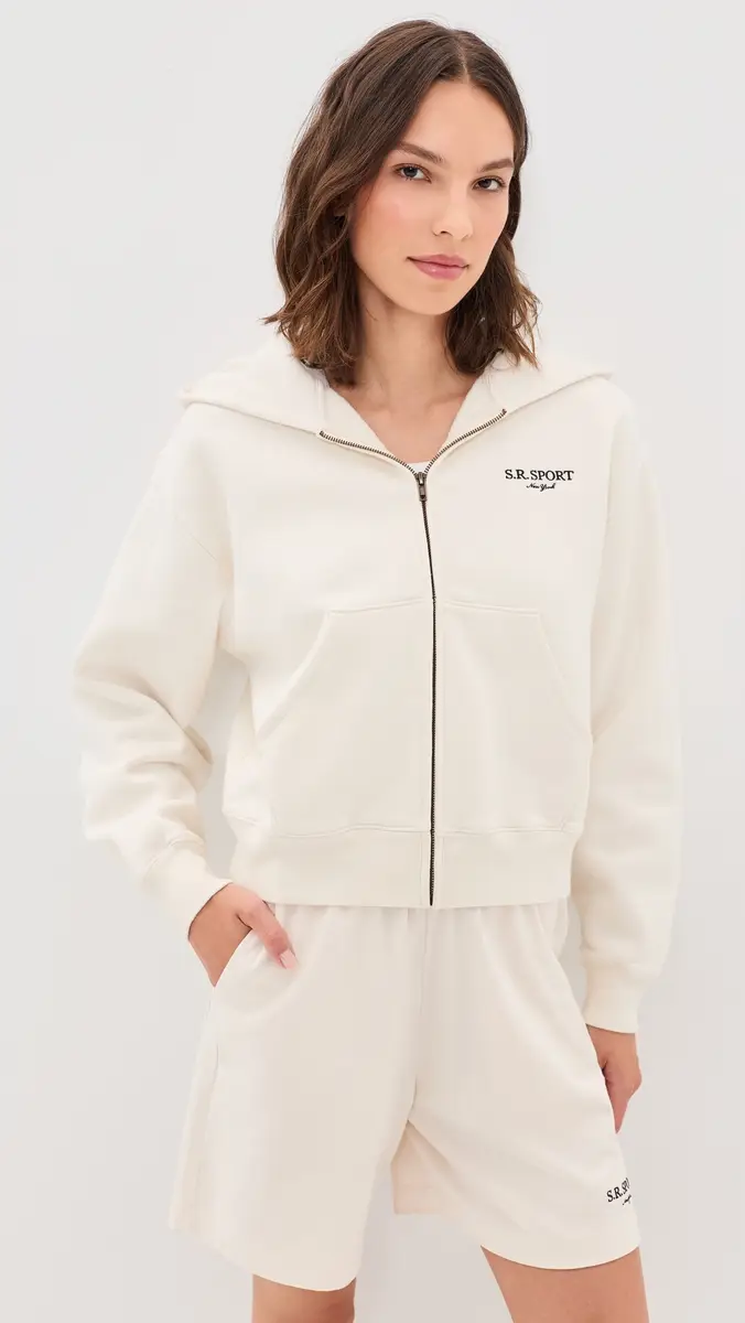 Sporty & Rich SR Sport Embroidered Zip Hoodie | Thumbnail 2