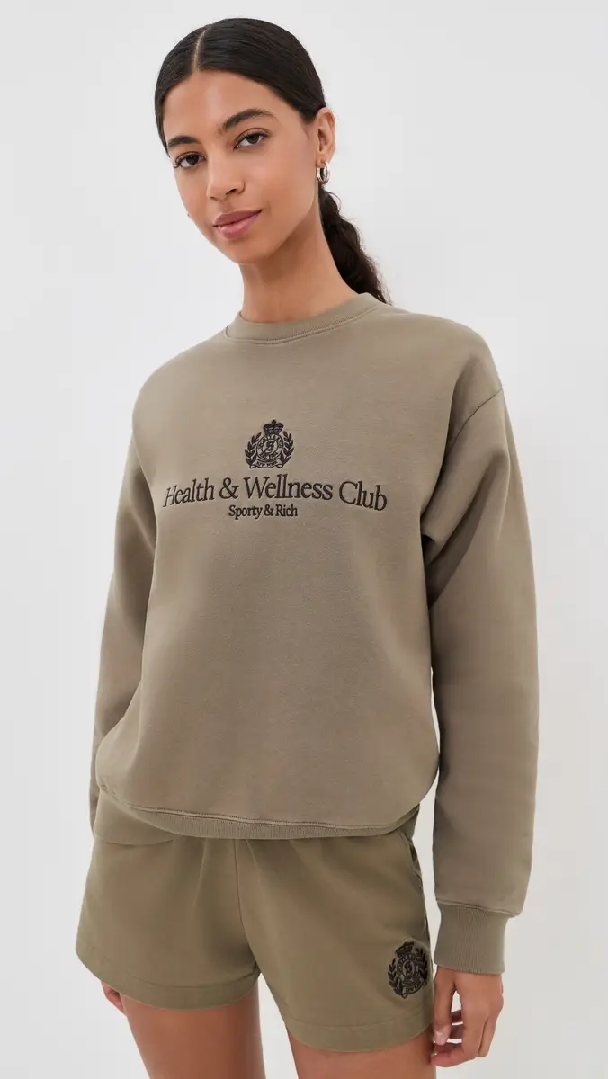 Sporty & Rich H & W Crest Embroidered Crewneck | Thumbnail 3 Sporty & Rich H & W Crest Embroidered Crewneck | Thumbnail 3