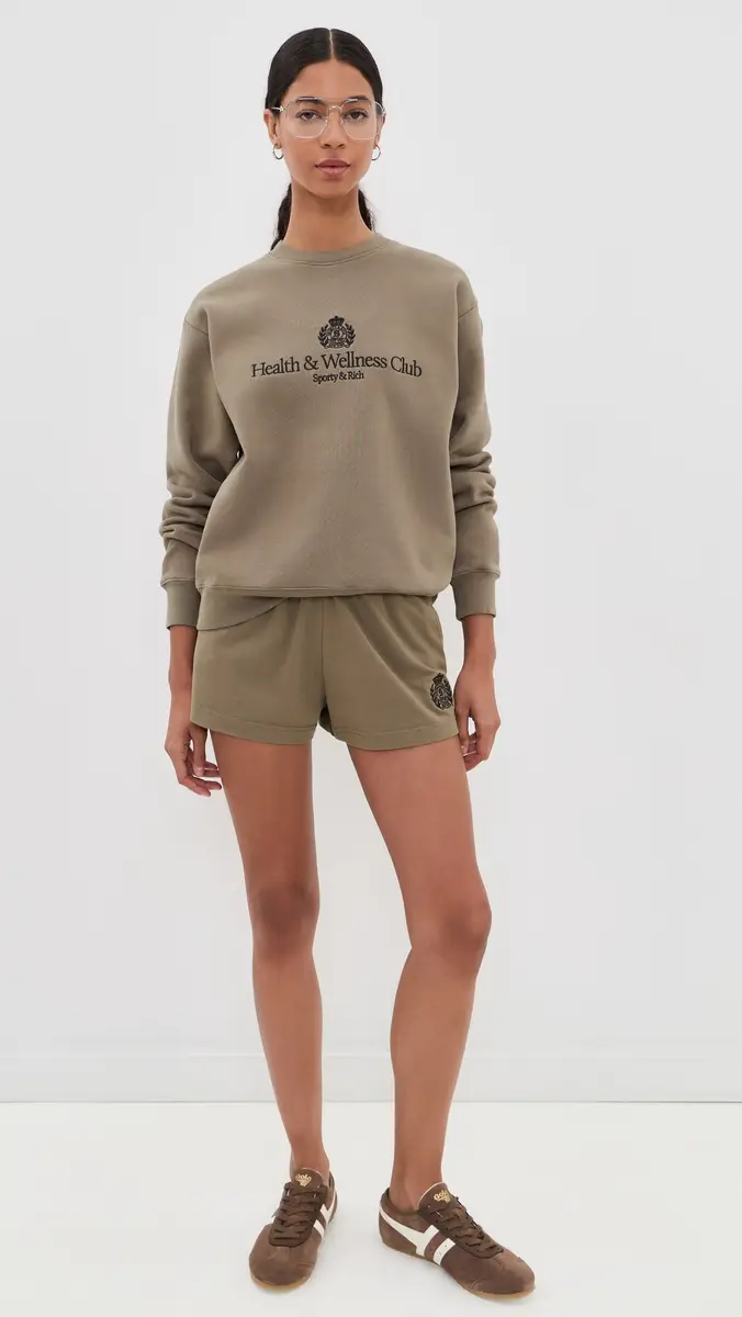 Sporty & Rich H & W Crest Embroidered Crewneck | Thumbnail 6 Sporty & Rich H & W Crest Embroidered Crewneck | Thumbnail 6