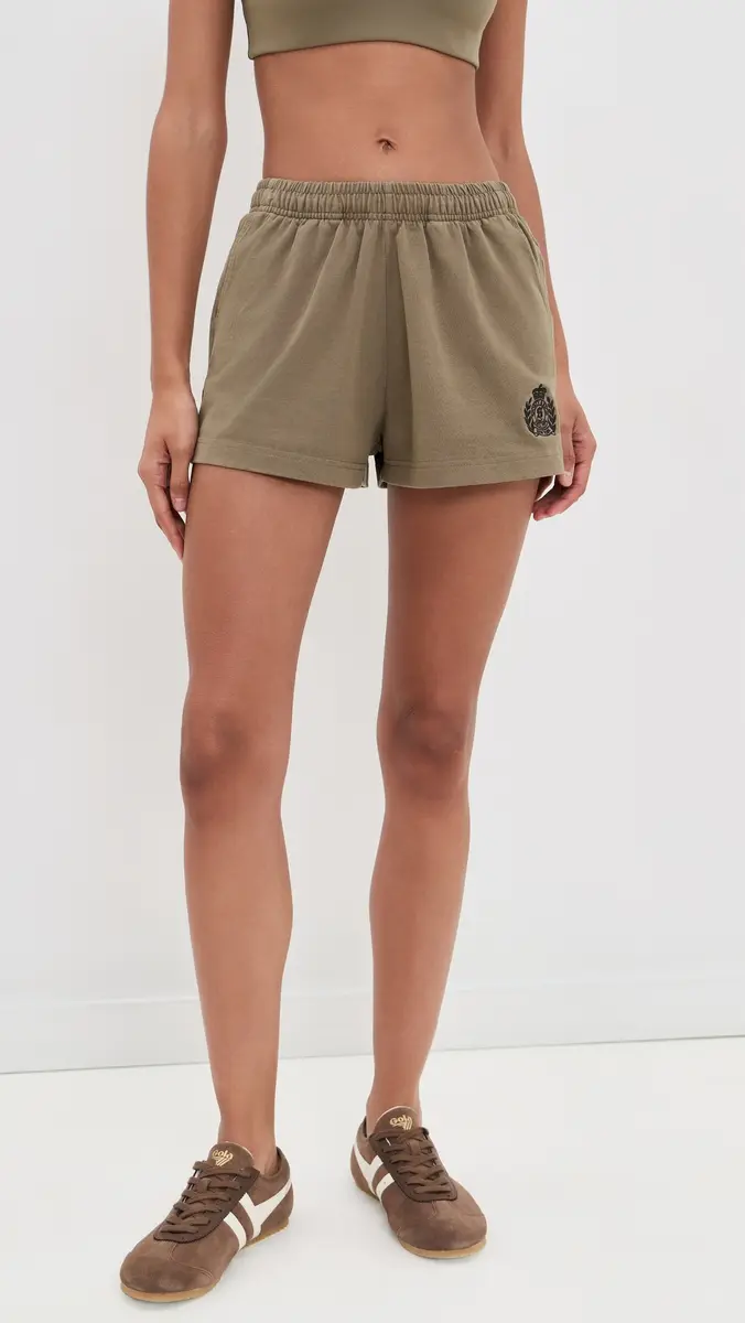 Sporty & Rich NY Crest Embroidered Disco Shorts | Thumbnail 2 Sporty & Rich NY Crest Embroidered Disco Shorts | Thumbnail 2