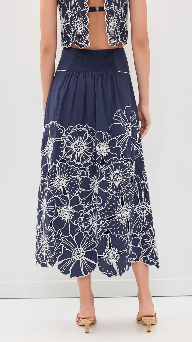 Farm Rio Flowers Richelieu Blue Skirt | Thumbnail 3 Farm Rio Flowers Richelieu Blue Skirt | Thumbnail 3