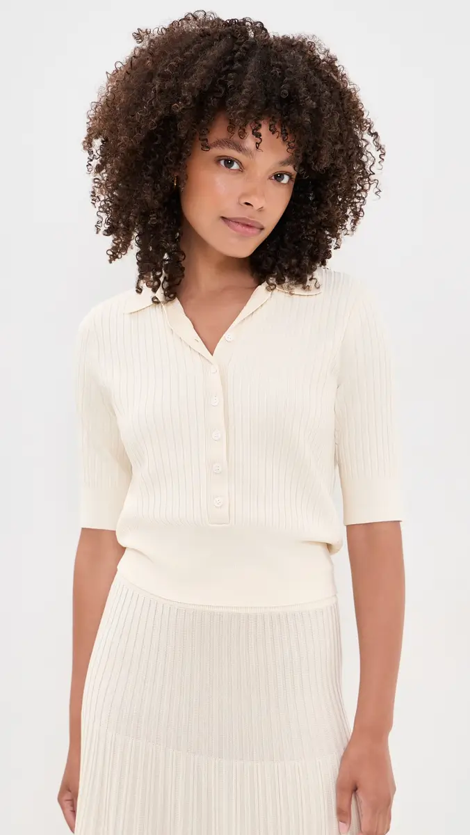 TWP Short Sleeve Polo Sweater | Thumbnail 2 TWP Short Sleeve Polo Sweater | Thumbnail 2