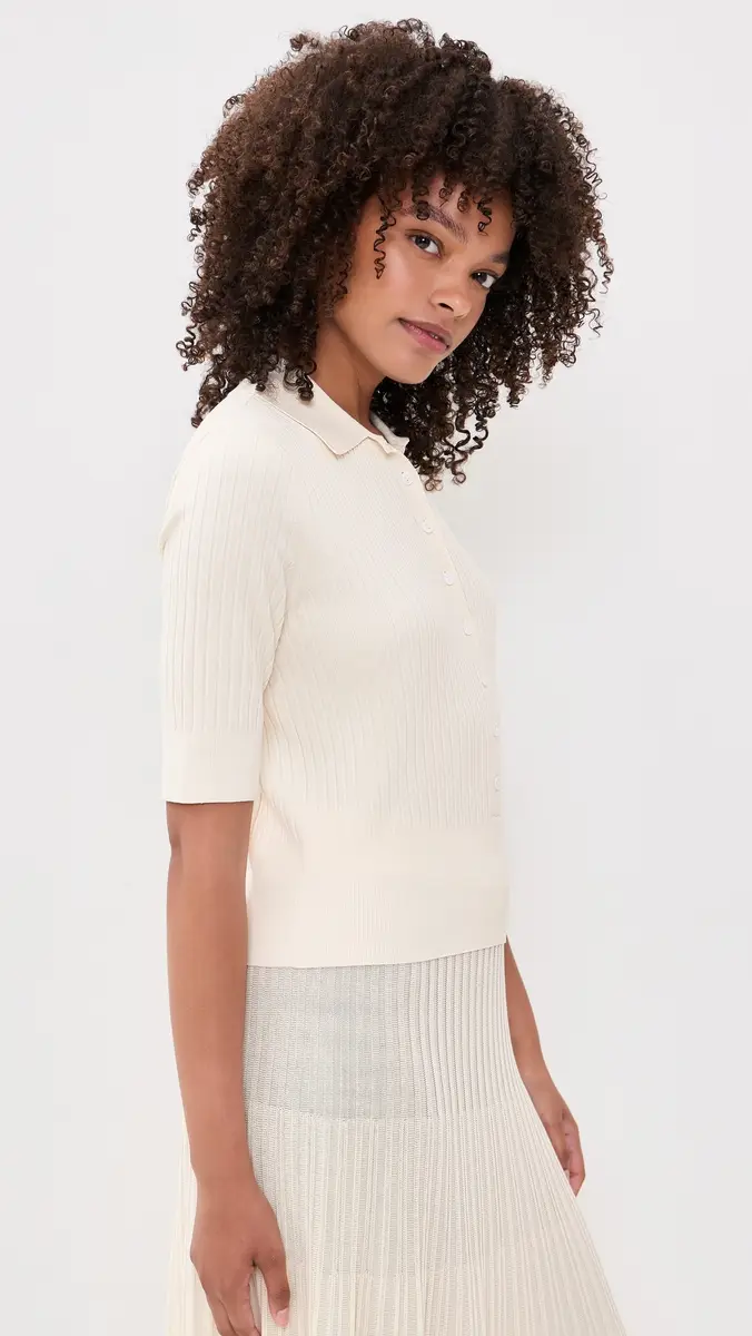 TWP Short Sleeve Polo Sweater | Thumbnail 4 TWP Short Sleeve Polo Sweater | Thumbnail 4