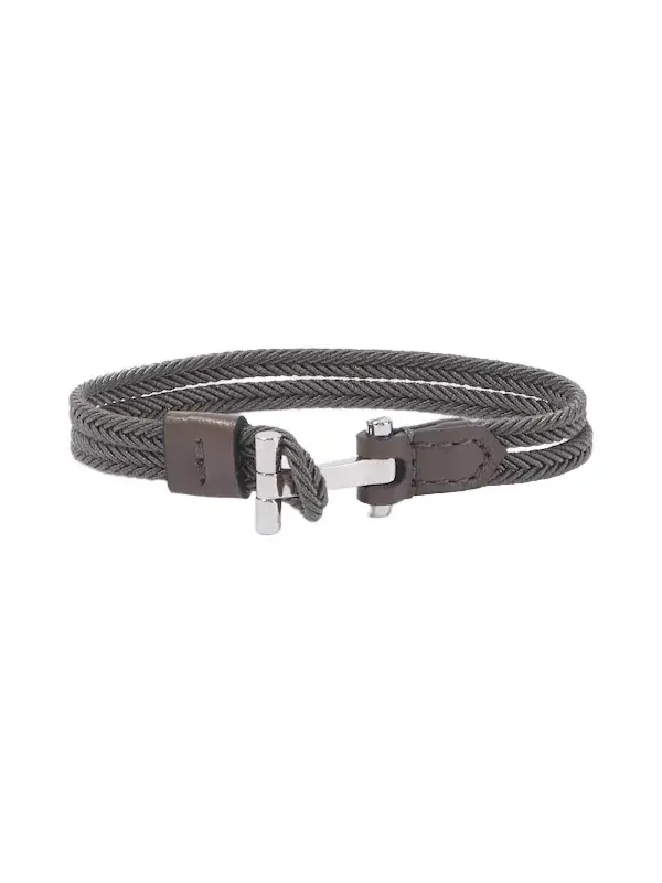 Braided leather-trimmed bracelet
