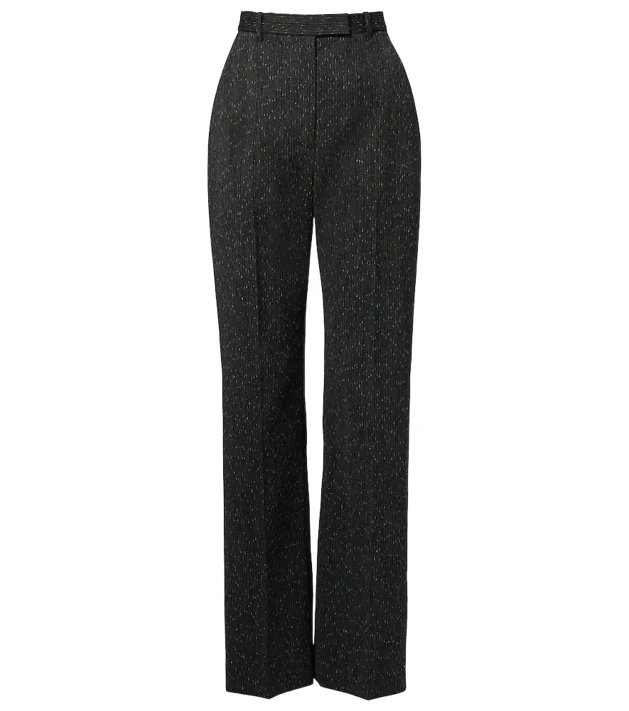 Pinstripe wool tweed straight pants Pinstripe wool tweed straight pants