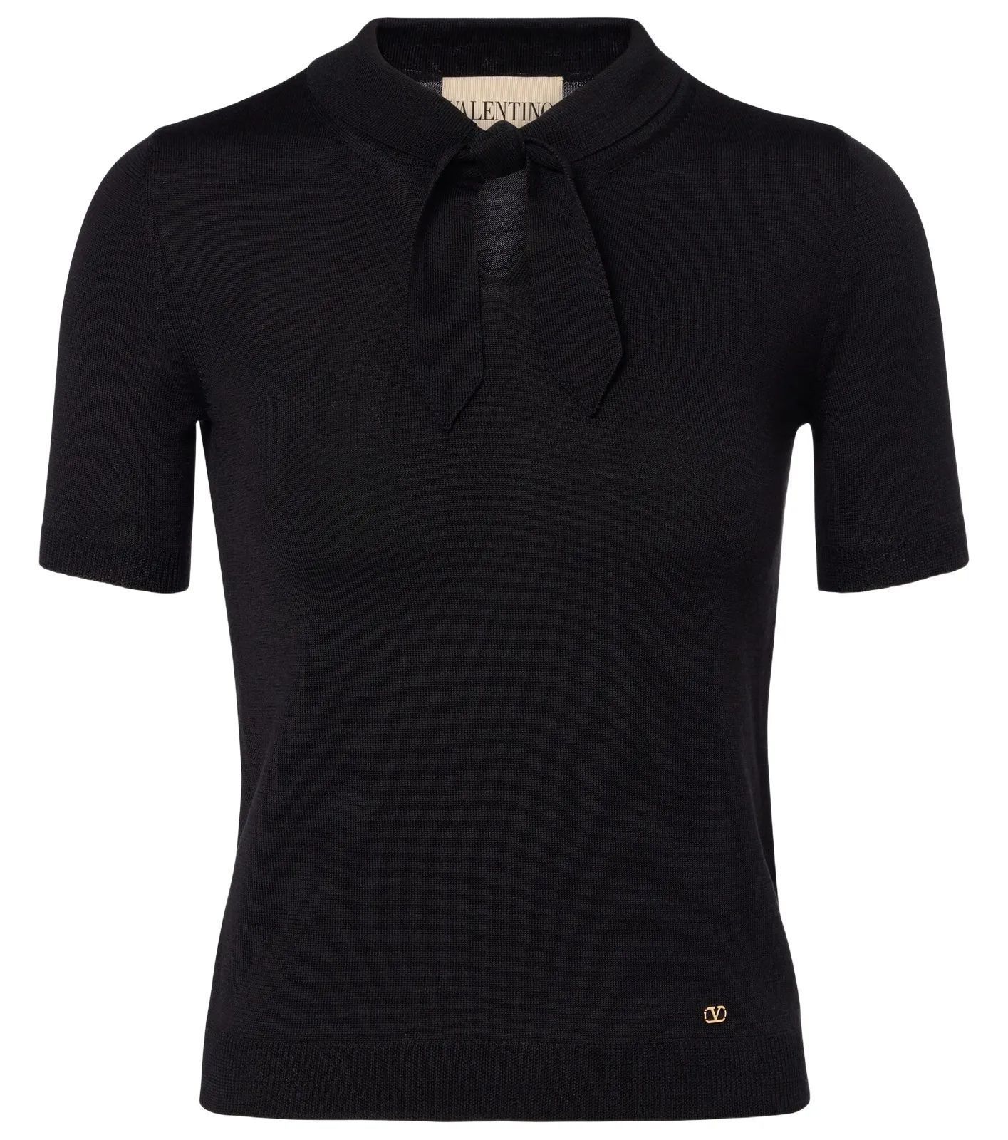 Valentino Garavani VLogo tie-neck wool-blend top
