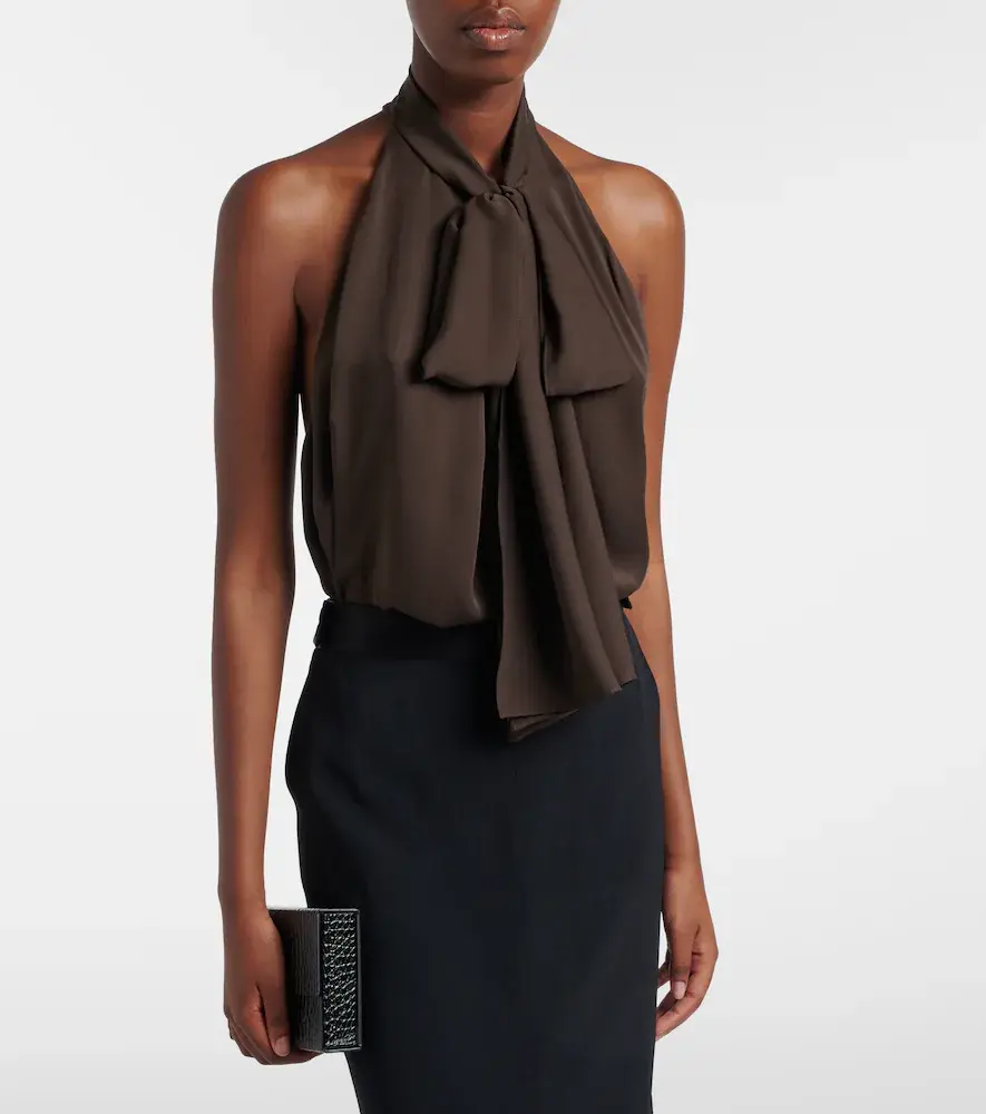 Tom Ford Tie-neck silk georgette top | Thumbnail 3