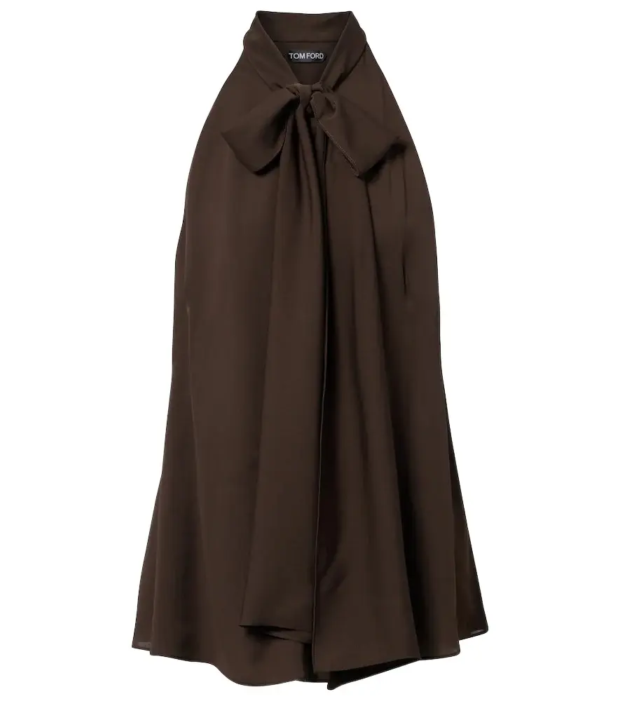 Tom Ford Tie-neck silk georgette top | Image 1 Tom Ford Tie-neck silk georgette top | Image 1