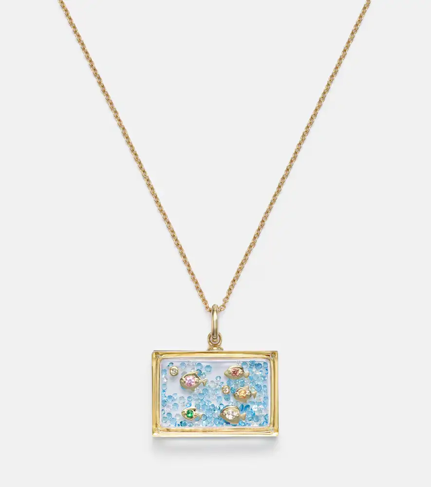 Yvonne Léon L'Acquarium 9kt gold pendant necklace with gemstones | Thumbnail 5 Yvonne Léon L'Acquarium 9kt gold pendant necklace with gemstones | Thumbnail 5