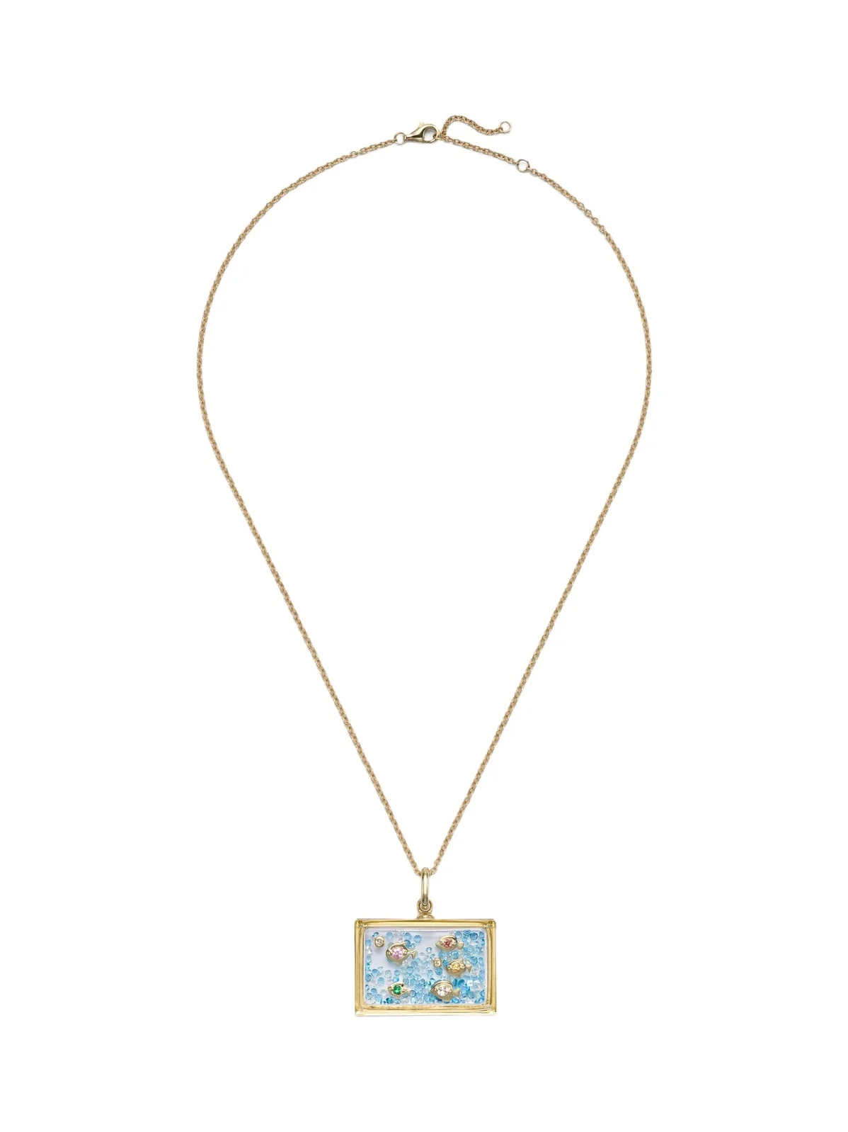 Yvonne Léon Yvonne Léon L'Acquarium 9kt gold pendant necklace with gemstones
