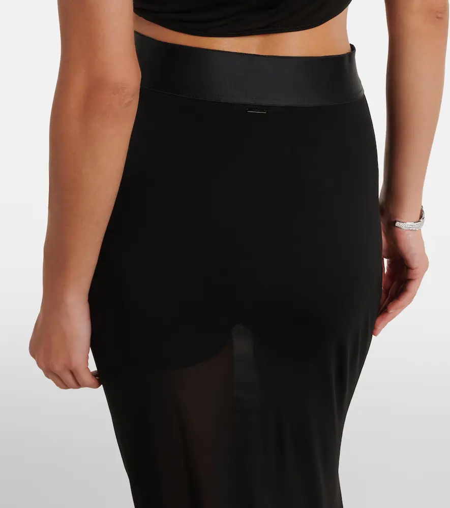 Gucci Semi-sheer crêpe maxi skirt | Thumbnail 3