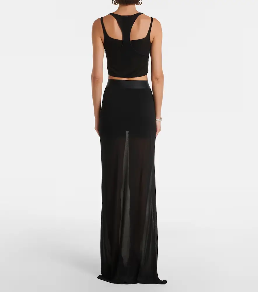 Gucci Semi-sheer crêpe maxi skirt | Thumbnail 4