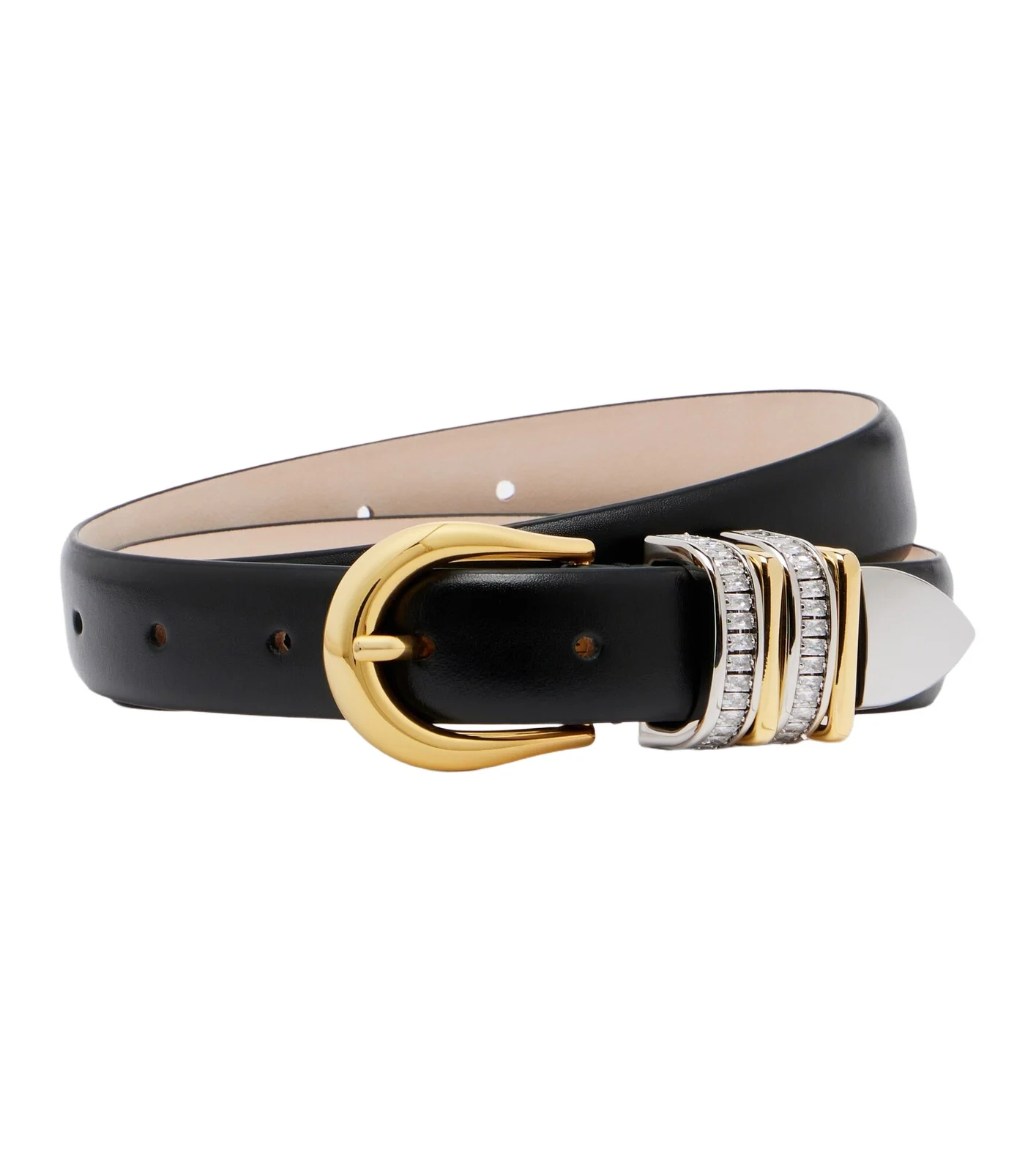Hollyhock embellished leather belt Hollyhock embellished leather belt