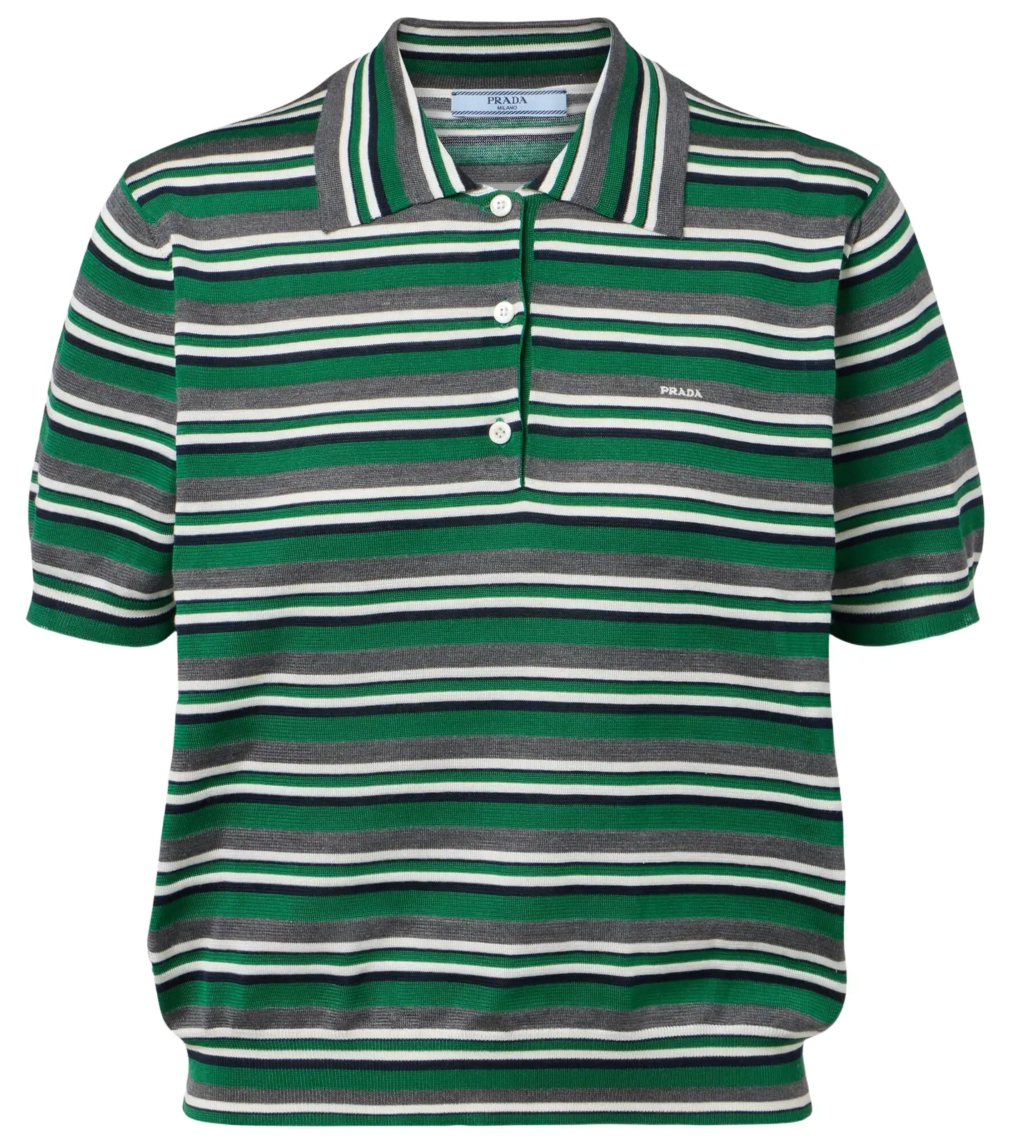Prada Striped cotton and silk polo shirt