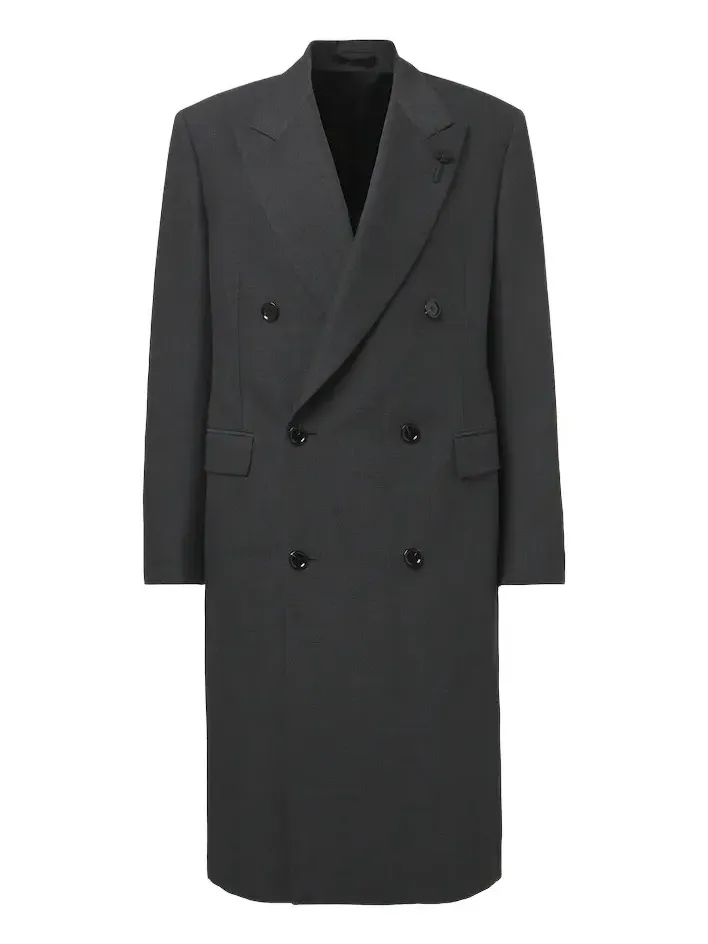 Double-breasted wool-blend coat