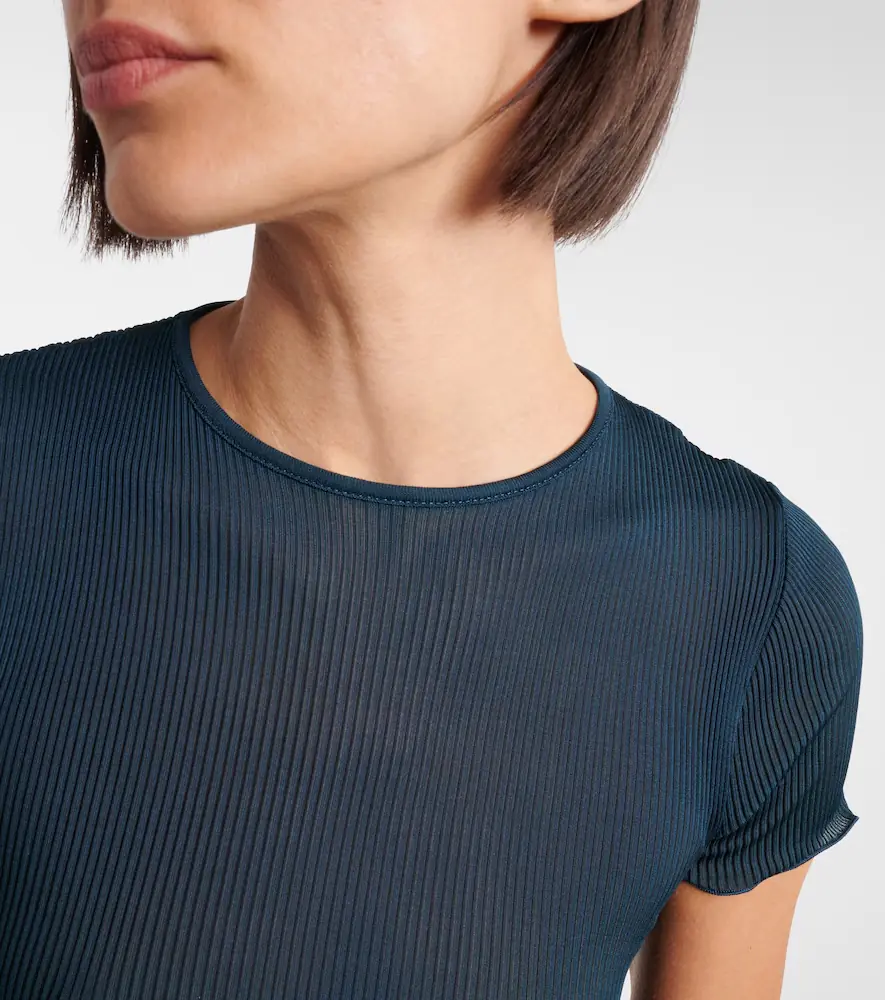 Saint Laurent Lace-trimmed cropped silk T-shirt | Thumbnail 3
