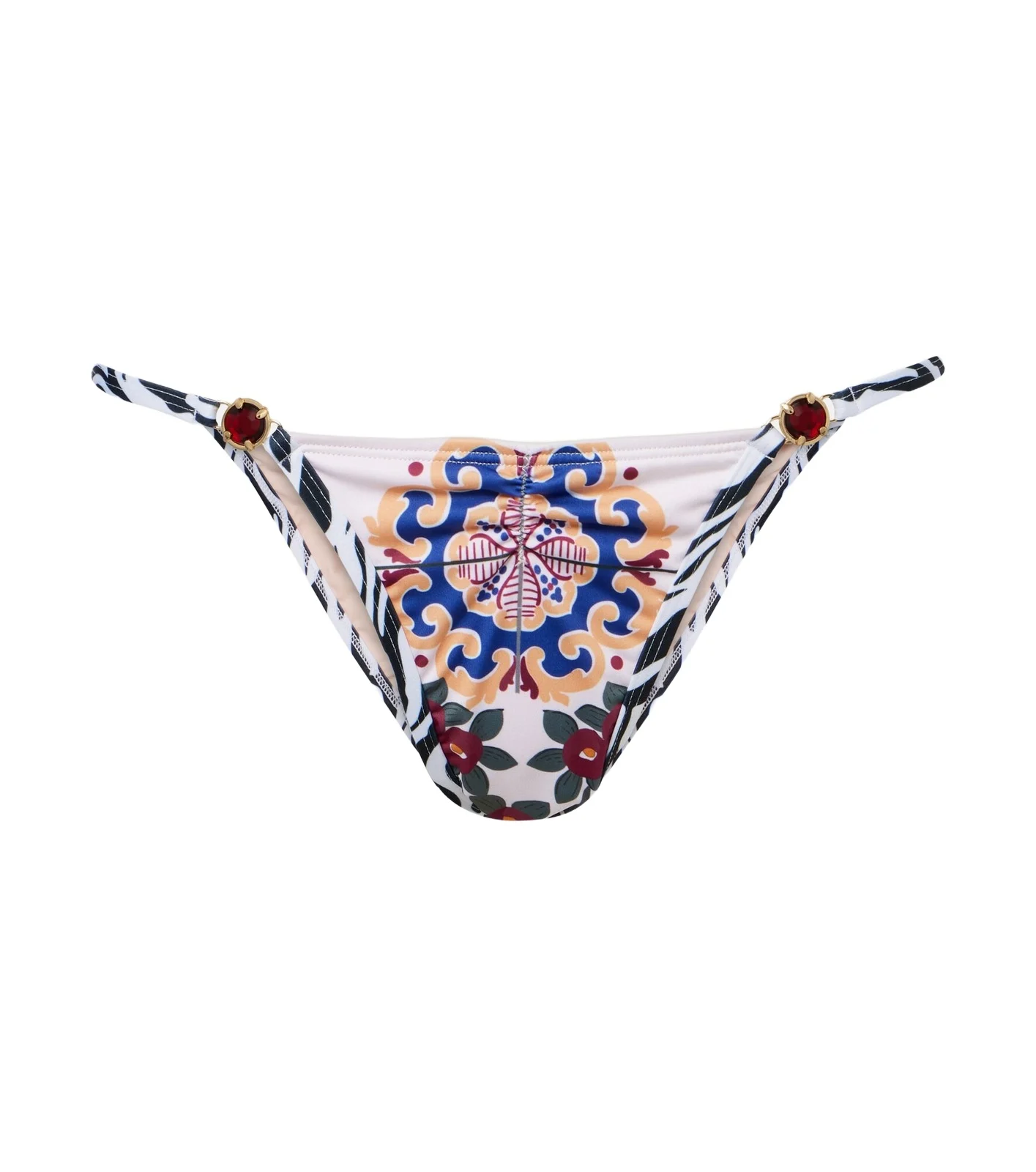 Pracy embellished printed bikini bottoms