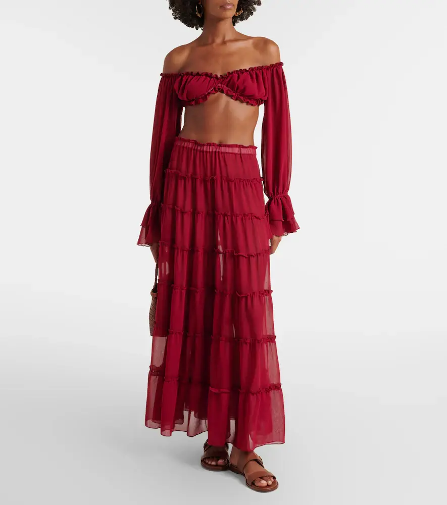 Bananhot Elma tiered semi-sheer maxi skirt | Thumbnail 2