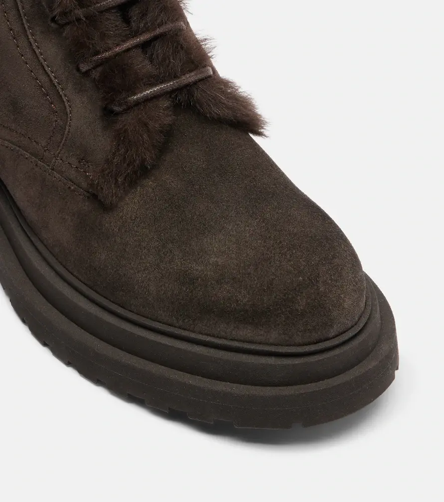 Brunello Cucinelli Monili shearling-trimmed suede lace-up boots | Thumbnail 3 Brunello Cucinelli Monili shearling-trimmed suede lace-up boots | Thumbnail 3