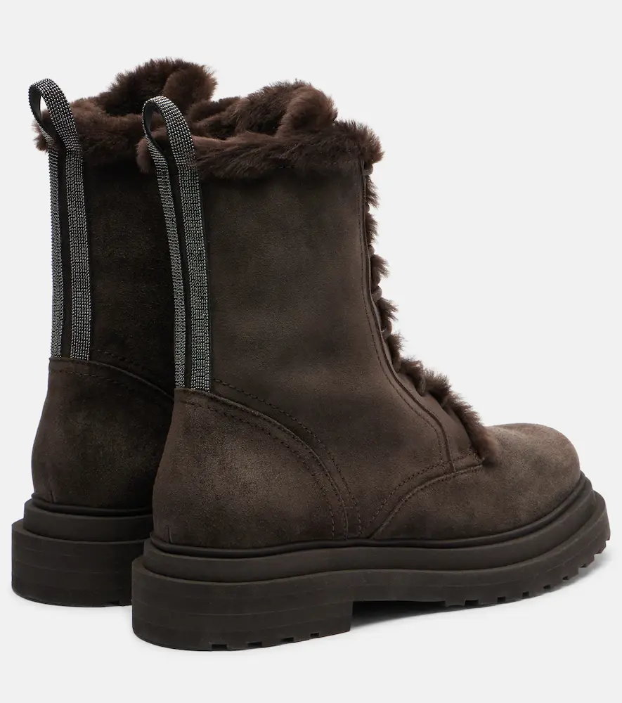 Brunello Cucinelli Monili shearling-trimmed suede lace-up boots | Thumbnail 6 Brunello Cucinelli Monili shearling-trimmed suede lace-up boots | Thumbnail 6