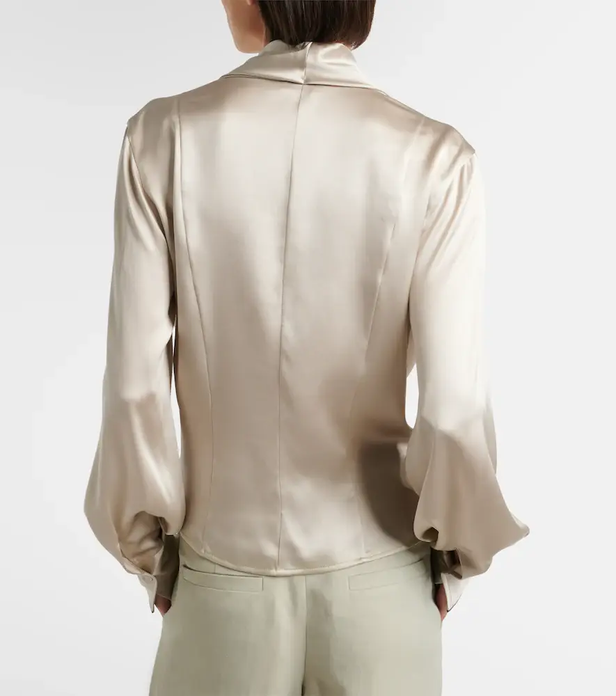 Brunello Cucinelli Draped silk-blend satin blouse | Thumbnail 2