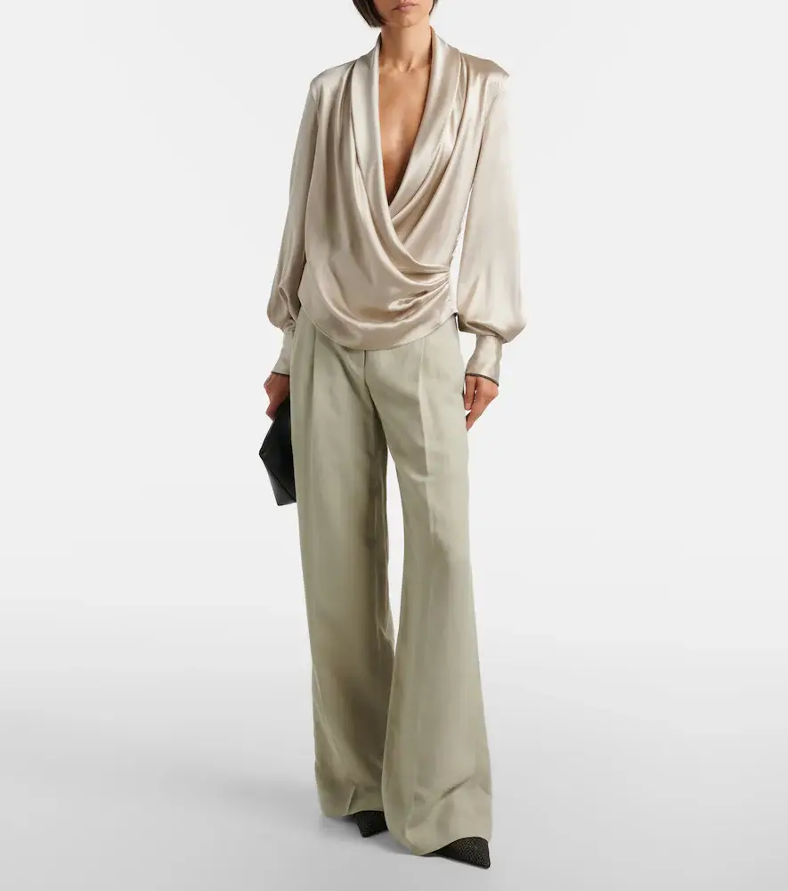 Brunello Cucinelli Draped silk-blend satin blouse | Thumbnail 4
