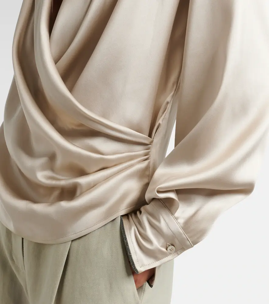 Brunello Cucinelli Draped silk-blend satin blouse | Thumbnail 5