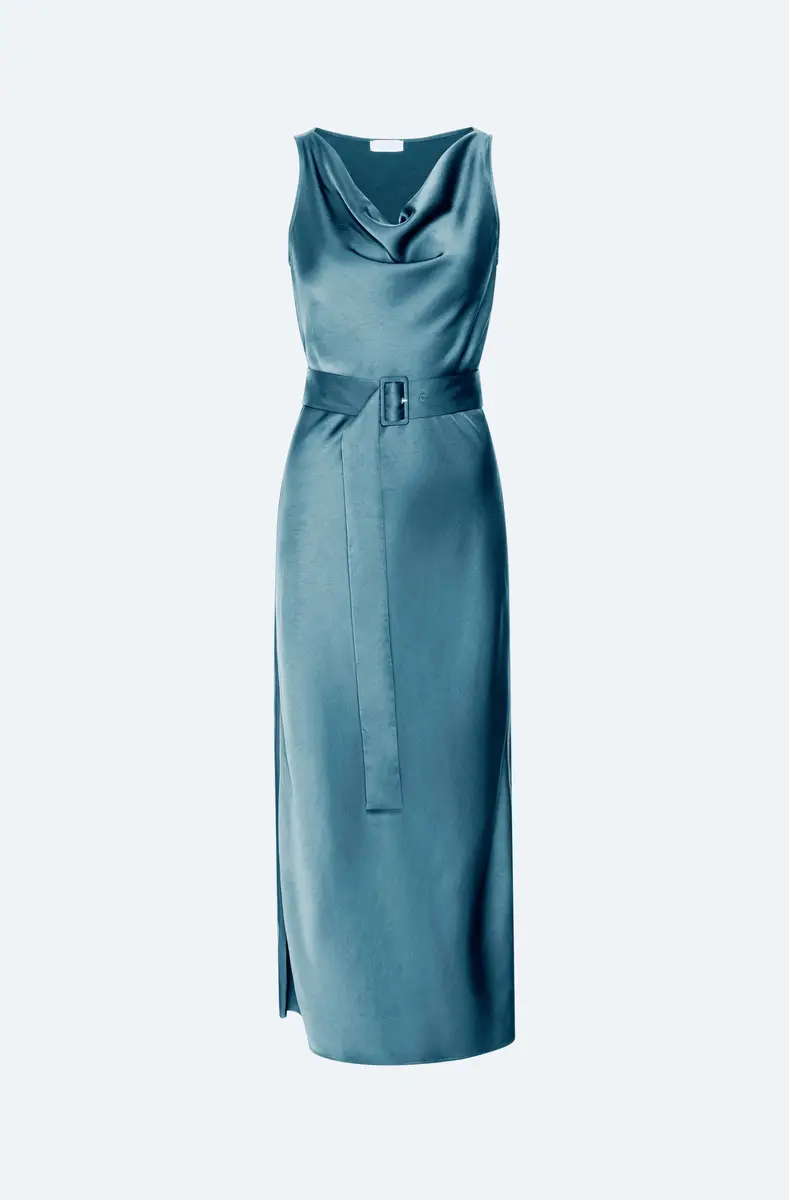Lapointe Lightweight Satin Belted Dress | Thumbnail 4 Lapointe Lightweight Satin Belted Dress | Thumbnail 4