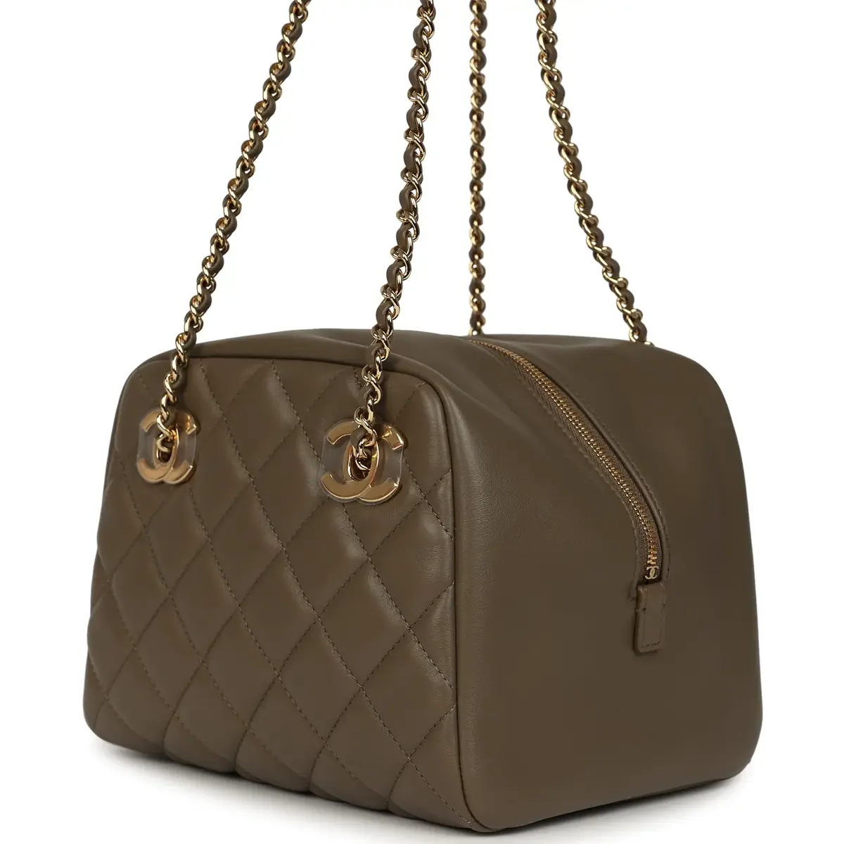 Chanel Chanel Small Bowling Bag Dark Khaki Lambskin Gold Hardware | Thumbnail 5 Chanel Chanel Small Bowling Bag Dark Khaki Lambskin Gold Hardware | Thumbnail 5