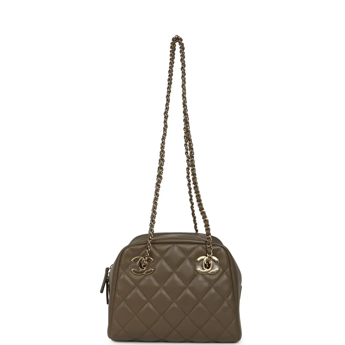 Chanel Chanel Small Bowling Bag Dark Khaki Lambskin Gold Hardware | Thumbnail 7 Chanel Chanel Small Bowling Bag Dark Khaki Lambskin Gold Hardware | Thumbnail 7